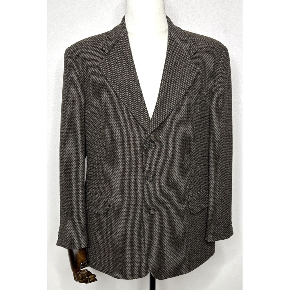 Yorkshire & Hill Blazer Men 42R Wool Lambswool Brown‎ Tweed Notch Lapel Jacket